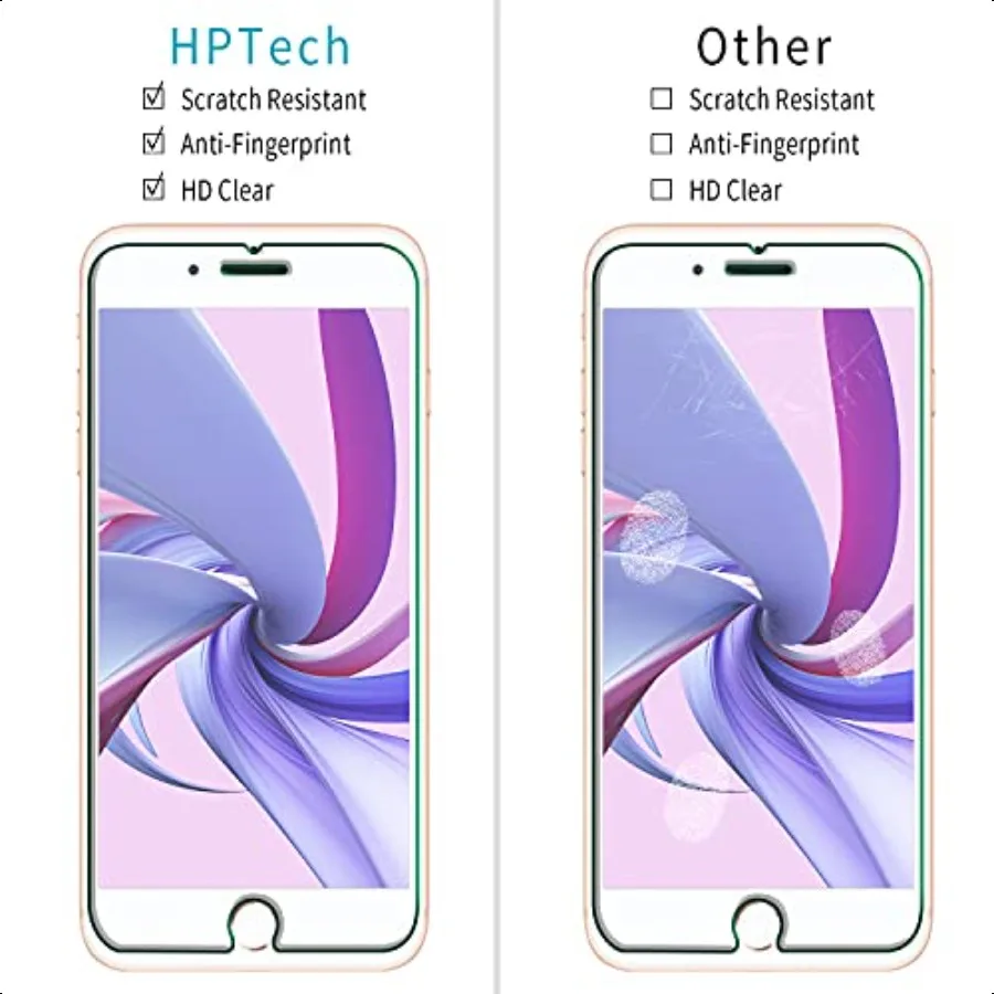 HPTech Confezione da 2 in vetro temperato per iPhone 8 Plus iPhone 7 Plus iPhone 6S Plus iPhone 6 Plus Custodia protettiva per schermo da 5,5 pollici Friendl