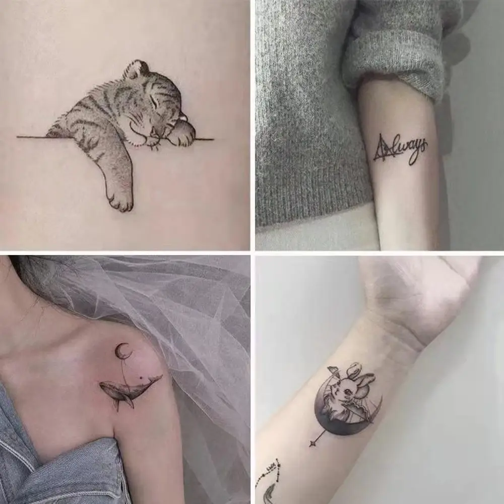 Simulation Student Moon Tiger  Stickers Temporary Tattoos Male and Female Couples