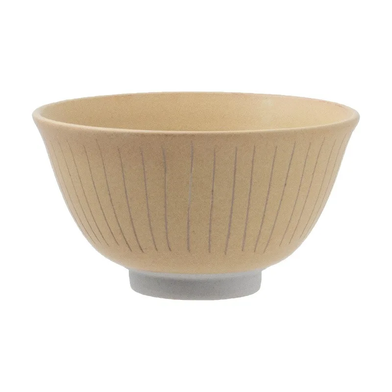 

Retro ceramic B & B small bowl rice bowl household matte rice relief line cooking hot pot dipping