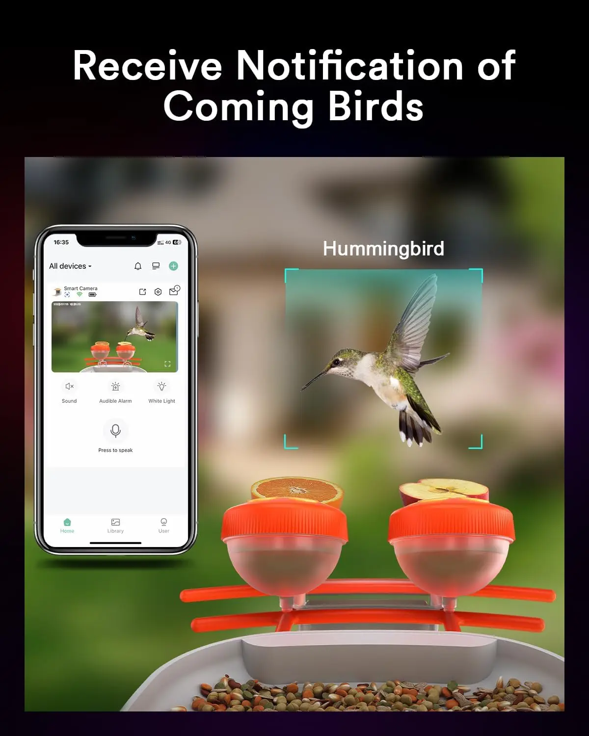 Lumary Bird Feeder with Camera, DIY Add-ons Hummingbird Feeder Solar Powered, Smart AI Identify Auto Capture Motion Detection Gi