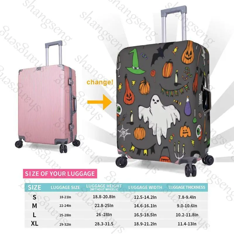 حقيبة سفر واقية، غطاء حقيبة سفر، حماية مرنة، غطاء أمتعة قابل للغسل، 18-32 في نمط شبح لطيف للهالوين #5