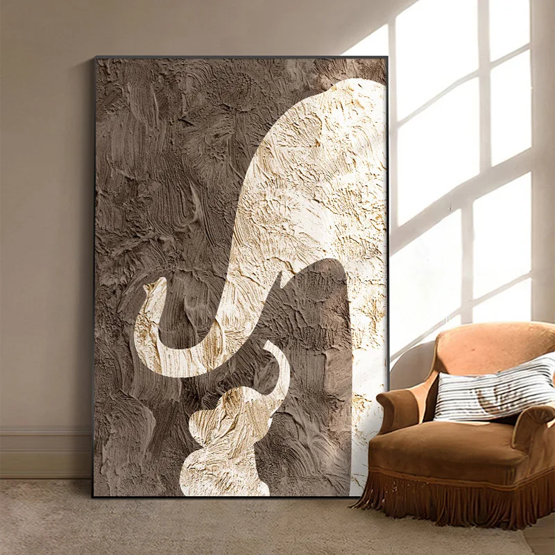 

Abstract Double Elephant Simple Auspicious Shenghui Canvas Painting Decoration Living Room Entrance Corridor