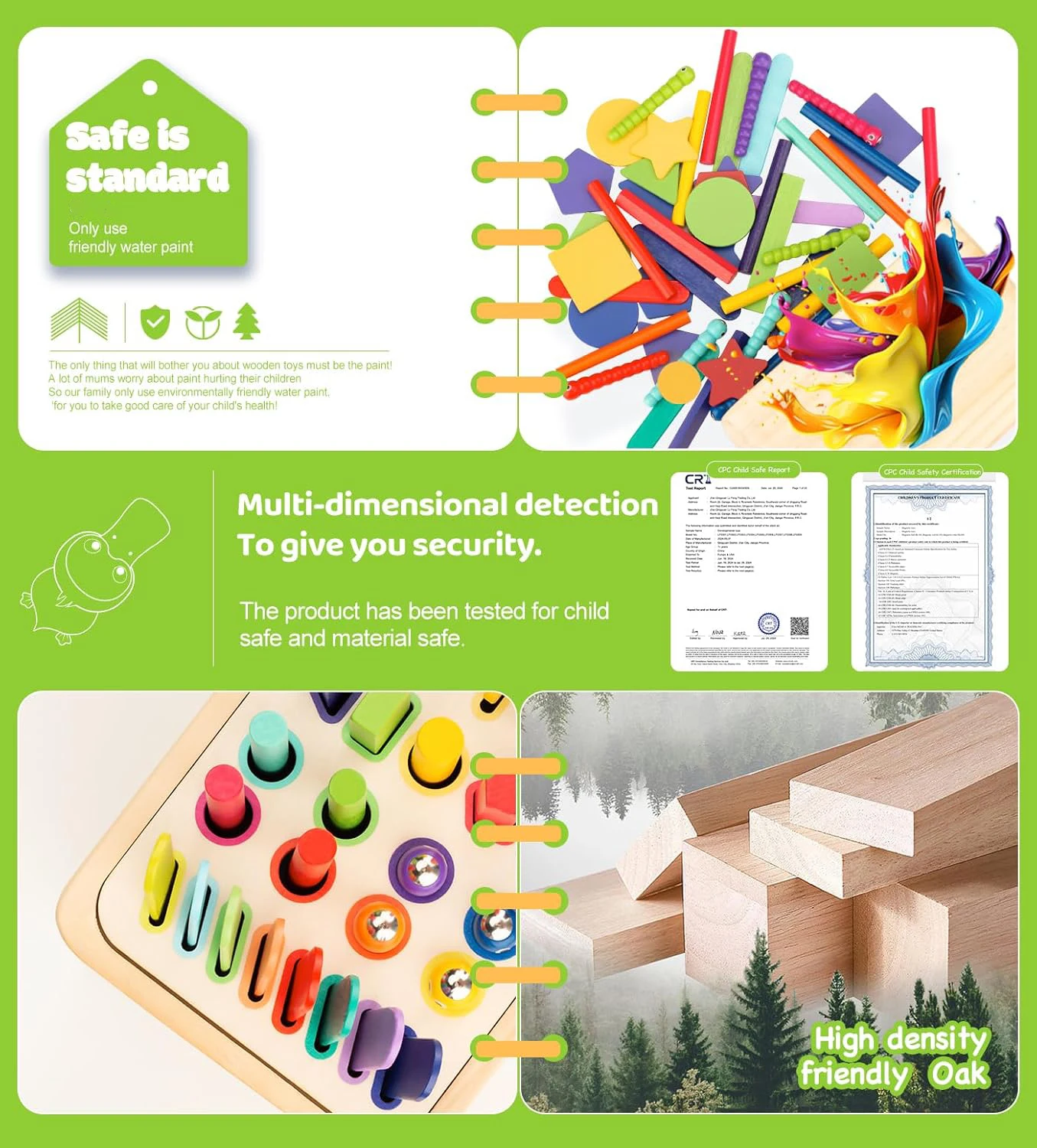 Montessori การศึกษาของเล่นเด็กวัตถุไม้ถาวรกล่องการเรียงลําดับสี Fidget Sensory ของเล่น Fine Motor Ball Drop เกมตกปลา