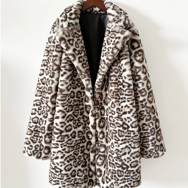 2026 primavera pele fofo casacos longos jaqueta outerwear das mulheres pele de raposa do falso leopardo topos engrossar jaquetas quentes alongar casacos cardigan