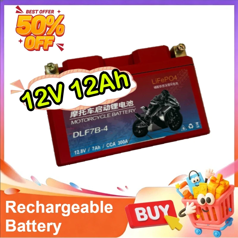 

12V 12Ah LiFePO4 Motorcycle Starter Battery Digital Display Maintenance Free Universal Lithium Iron Phosphate Battery