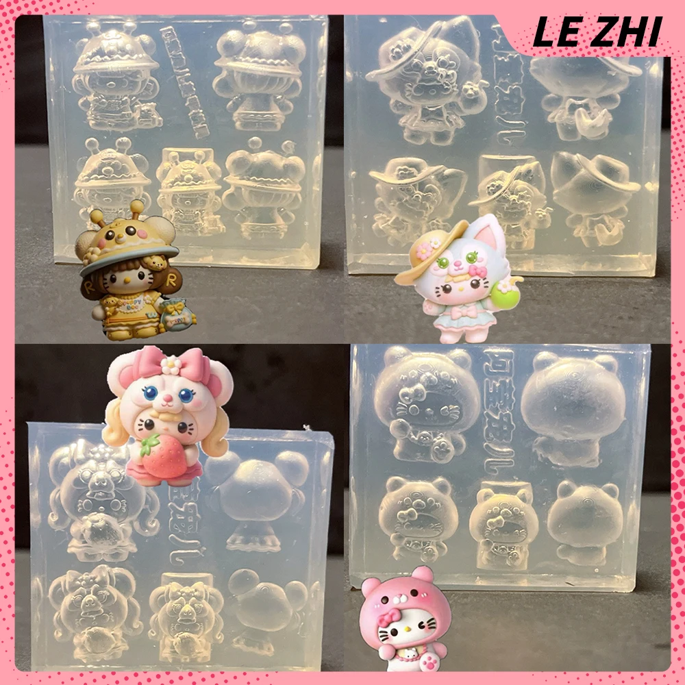 

1Pcs Cartoon Kawaii Hello Kitty 3D Silicone Nail Art Mold Accessories Diy Wedding Dress Fruit Skirt Nail Carving Mold Charm Gift