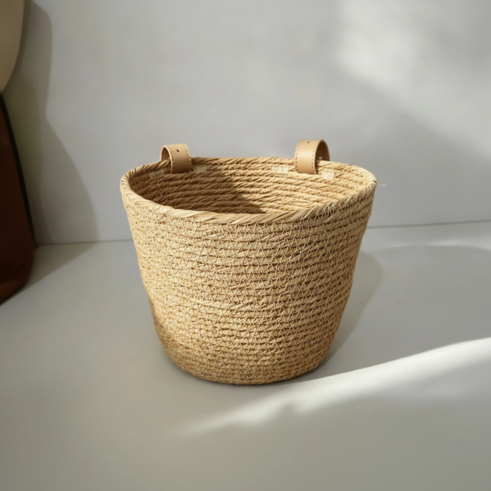 Woven Basket with Straps Adjustable Plastic Rattan Basket Sturdy Multifunctional for Children, Scooters, Strollers