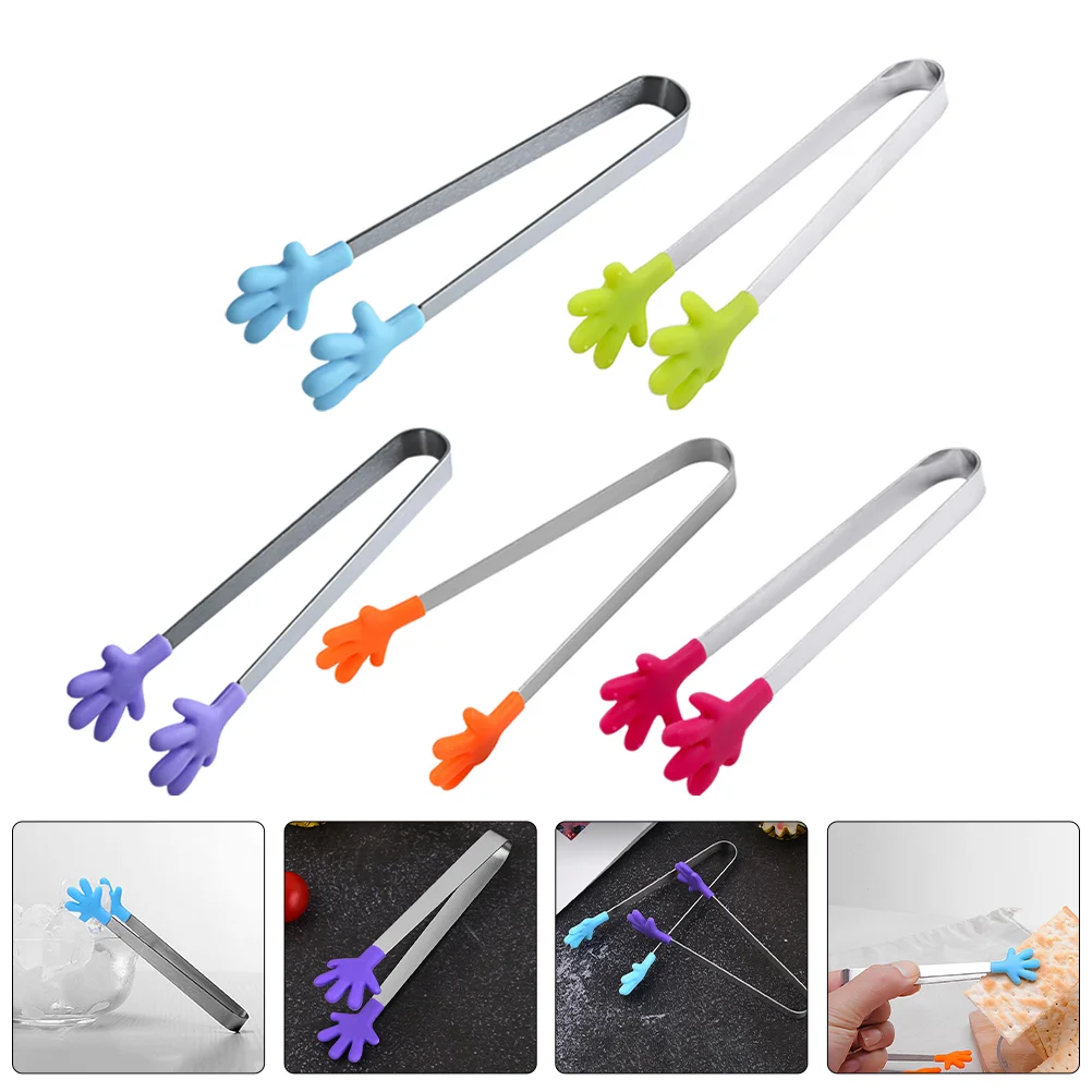 5 Pcs Tweezers for Kids Palm Silicone Clip Sugar Cube Tongs Small Serving Tiny Ice Mini Child