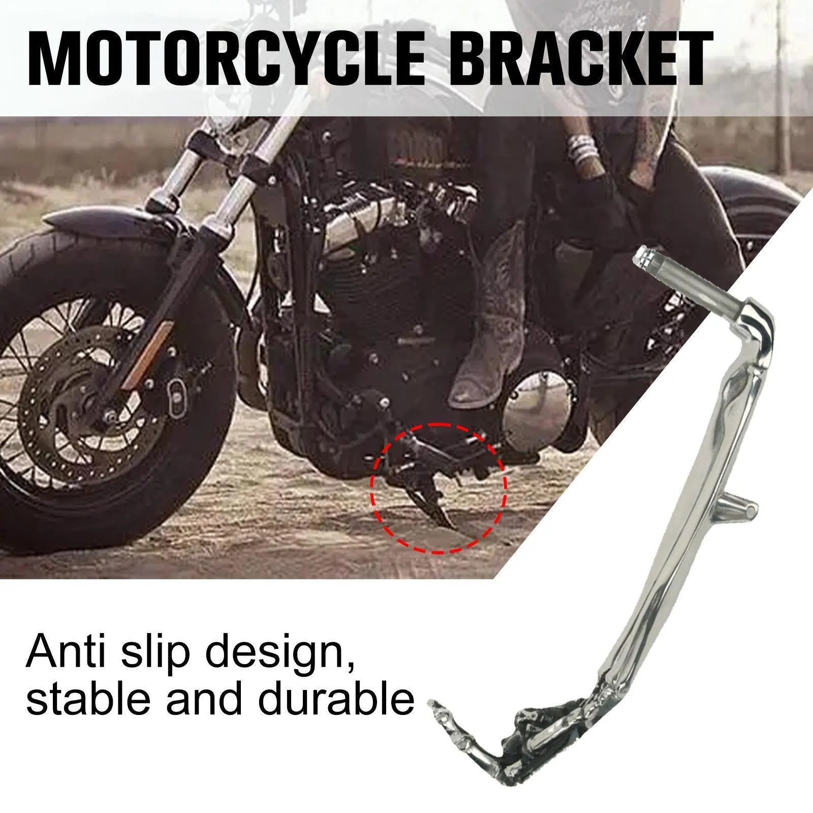 Gothic Unique Motorcycle Kickstand Foot Side Stand Kickstand Finger Kickstand Adjustable Motorcycle Silver Alloy Aluminum