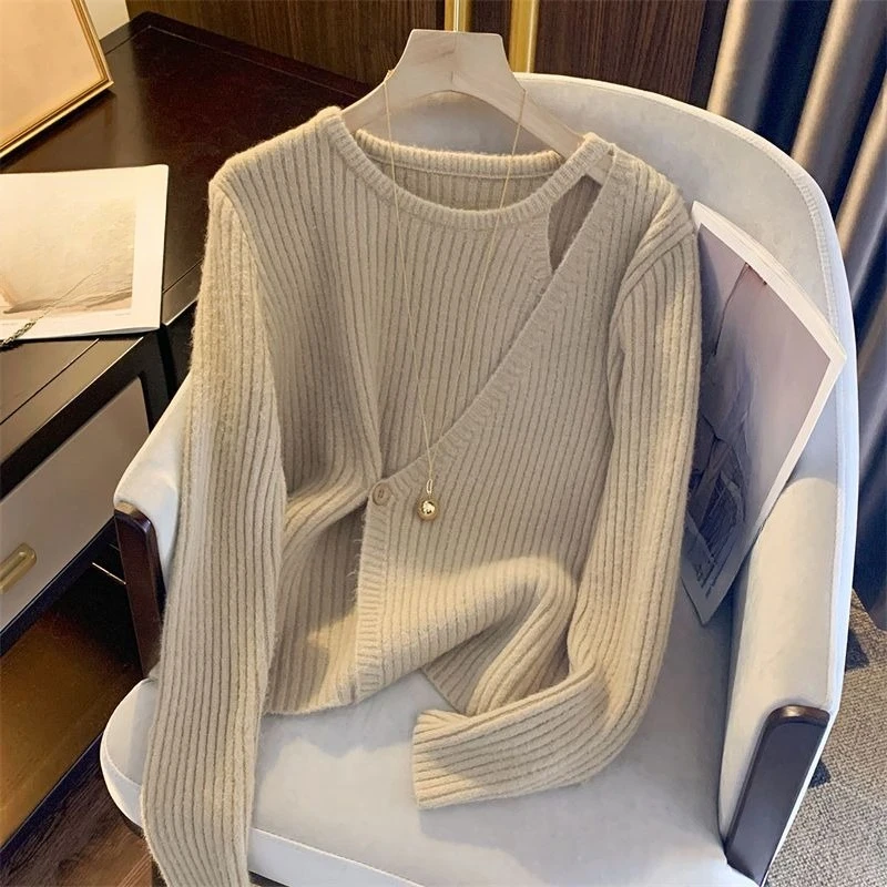 سترات قصيرة مكونة من قطعتين سترات نسائية عصرية كورية للخريف والشتاء بزر واحد متعددة الاستخدامات من Ropa De Mujer #1