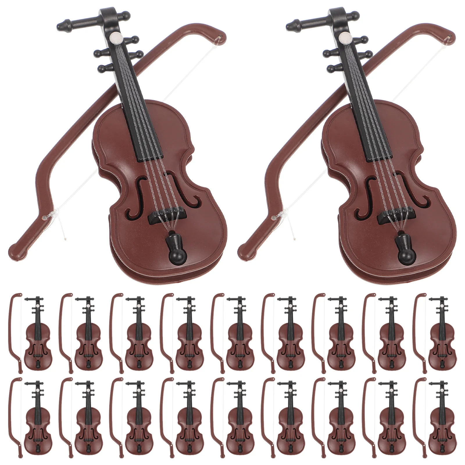 

20 Sets Mini Violin Decor Accessories Violins Christmas Ornaments for Kids Decors Desktop Decorations Crafts Xmas Models Adorns