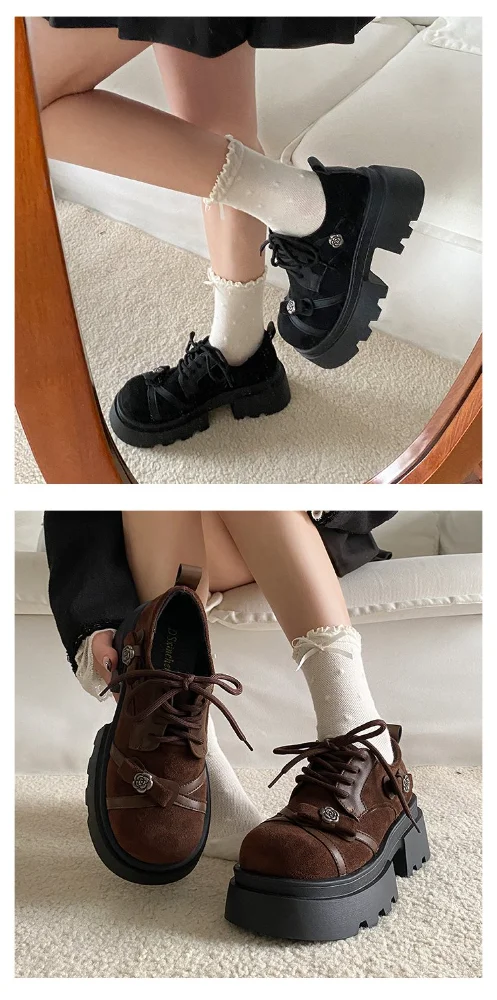 Damen Y2K Trendige Plateau-Schuhe mit Rosenschnalle und Riemen, Chunky-Sohle, Modische Coole Schuhe für Festival, Shopping, Date, Party – Detail 17