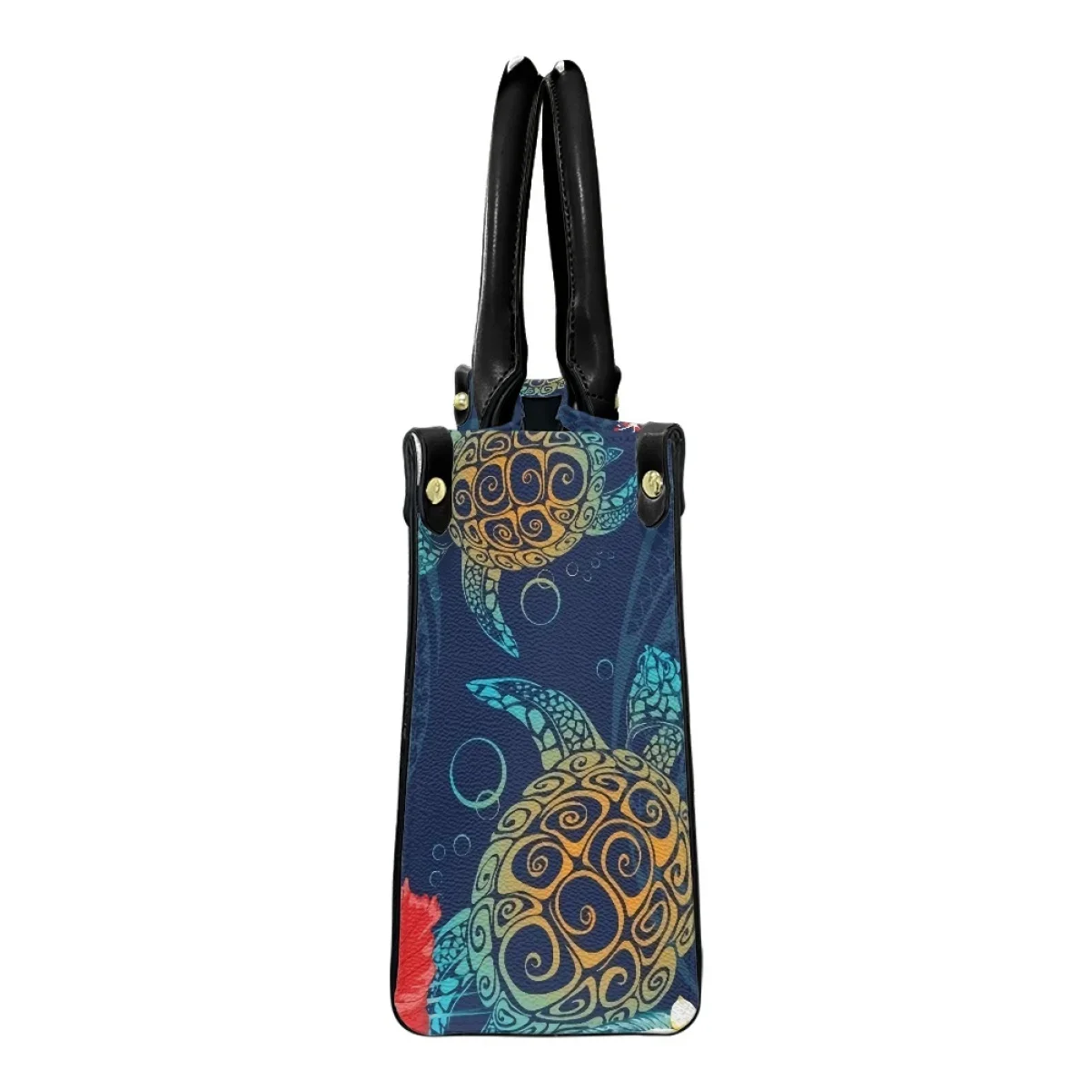 PU Leather Long Shoulder Strap Handle Bolsa, Top Handle Messenger Bag, Turtle Design, Tribal havaiana polinésia, Ao ar livre, Nova embreagem