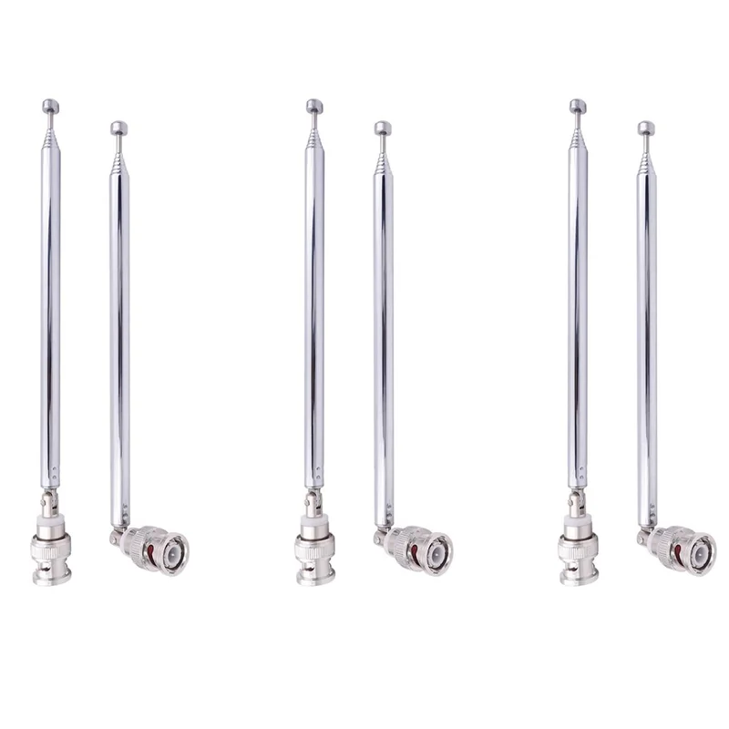 (6 шт.) Радиоантенна BNC с разъемом-разъемом BNC, адаптер, телескопическая антенна VHF UHF BNC из нержавеющей стали-BCBW