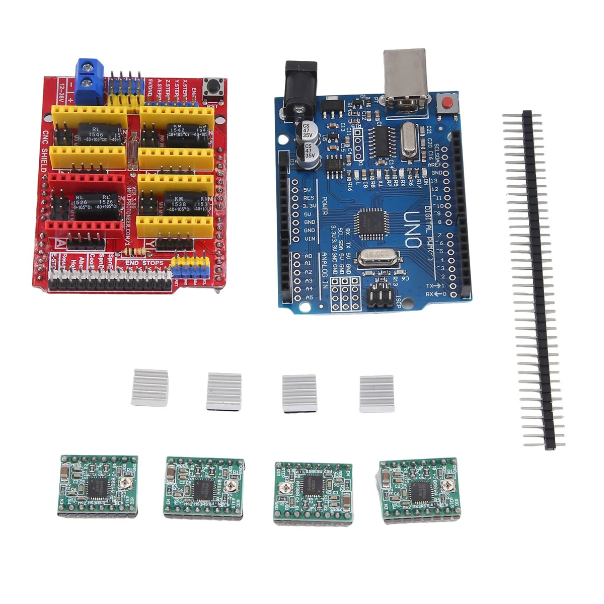 

Набор для сборки 3D-принтера, плата расширения для ЧПУ + Драйвер шагового двигателя A4988 с радиатором + для UNO R3