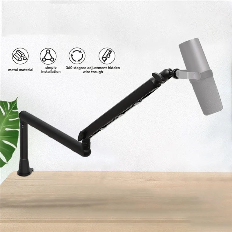 

Mic Stand Desk, Heavy Duty Boom Arm Bear With Desk Mount Clamp, Adjustable Microphone Stand Desk, Desk Mic Stand