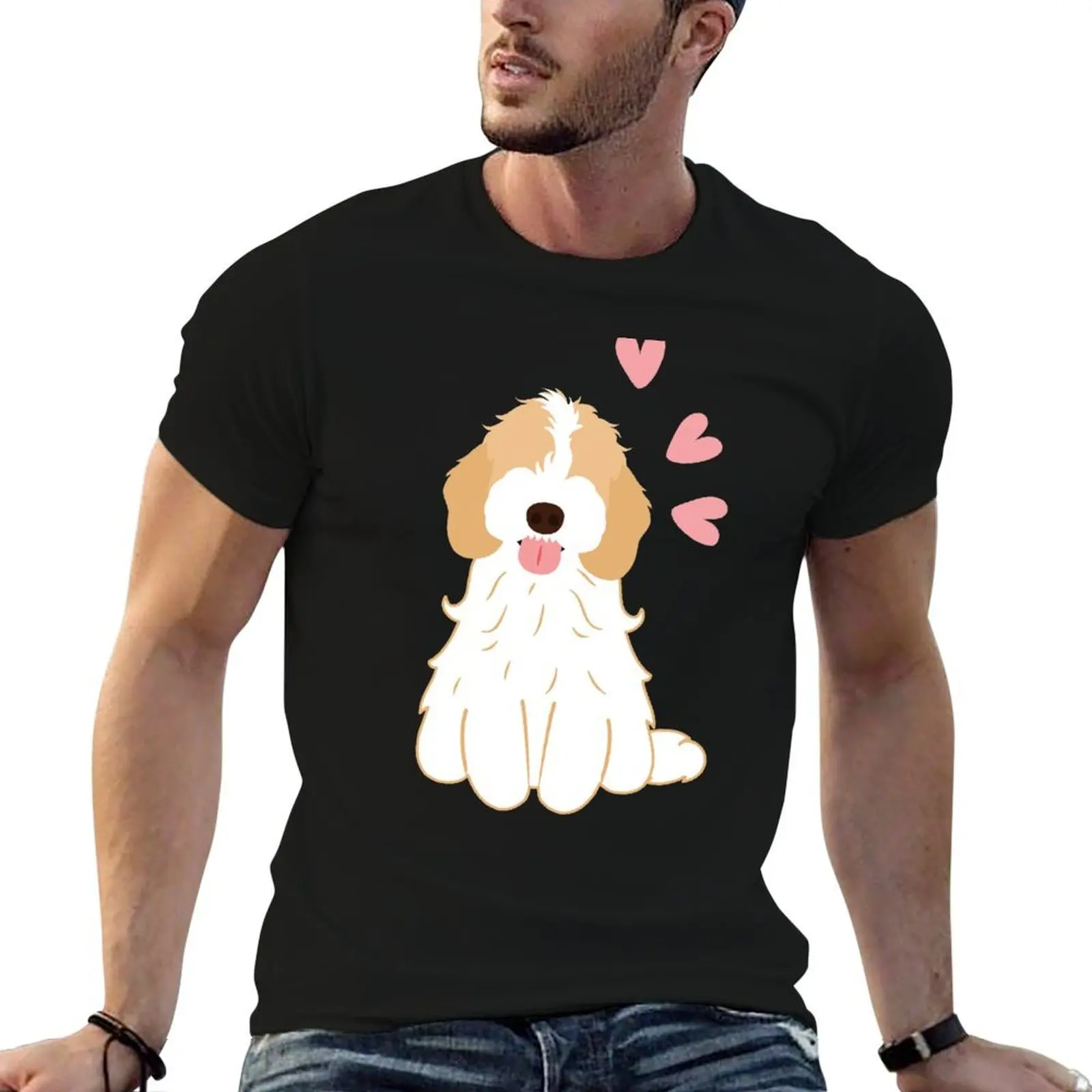 Camiseta LOVE Blenheim Apricot Gold Cockapoo Cavapoo Cavoodle, camiseta de lujo para hombre, camiseta de algodón pesado