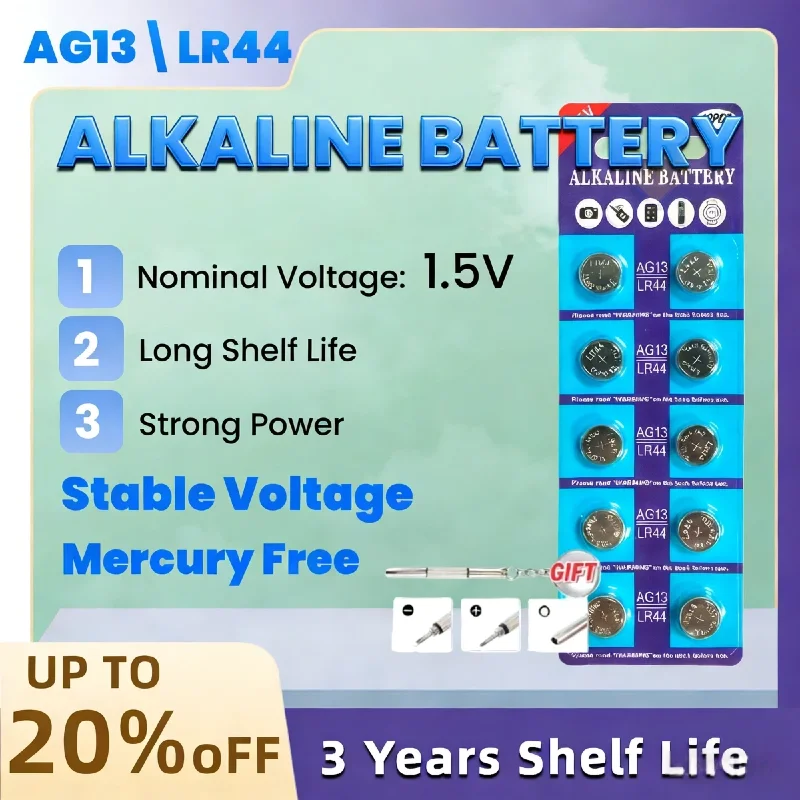 

High Quality LR44 AG13 Button Cell Battery 1.5V 357 SR44 LR1154 Button Coin RW82 SR1154 SP76 Batteries for Watch Toys Remote