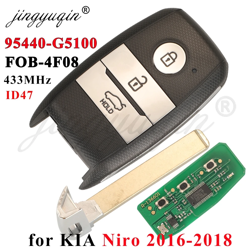 

jingyuqin 95440-G5100 433 МГц ID47 Чип-ключ-брелок для Kia Niro 2016 2017 2018, умное бесключевое управление -4F08