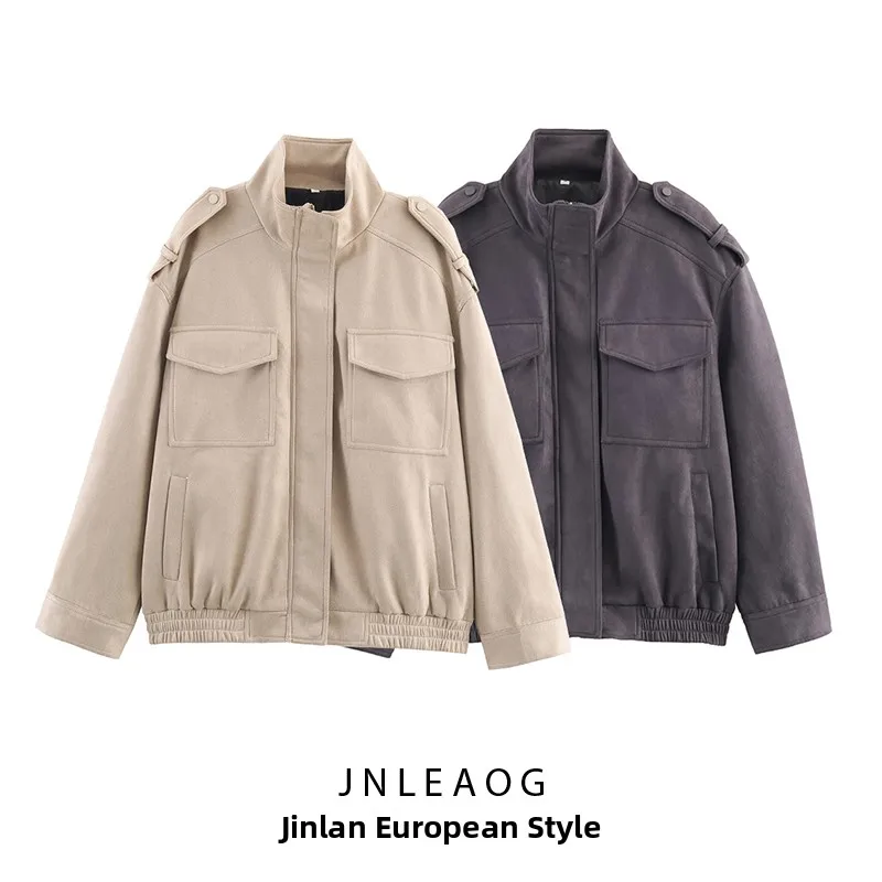 

Faionable Suede Jaet, женская свободная посадка, два цвета, осенняя новинка, женская верхняя одежда, теплая полиэстеровая длинная све