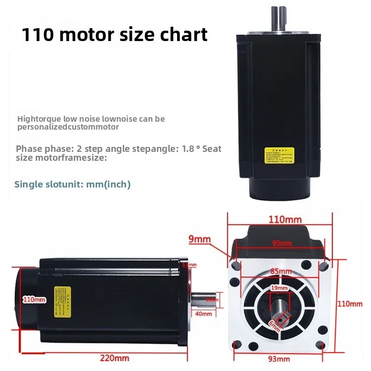 محرك متدرج 110BYG350D محرك ثلاثي الطور، محرك متدرج، عزم دوران 20N طول 220 مم