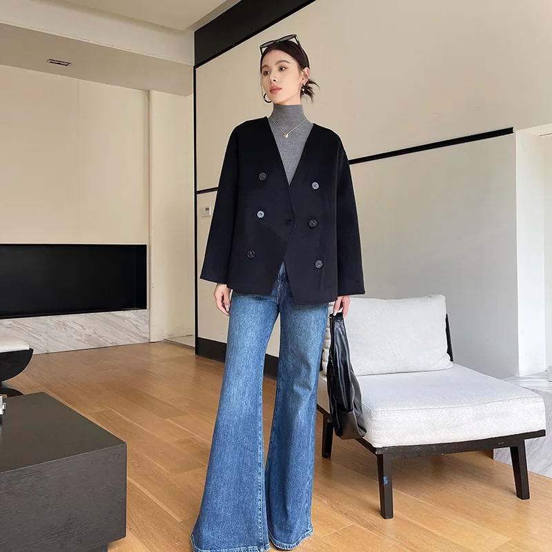 2025 Women\'s 100% Cashmere Thick Double sided Jacket Classic Multi functional Fashion Suitable for Business