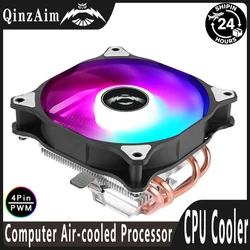 QiuzAim 2/4 Heat Pipe Horizontal Cooler Cpu Fan 4pin/PWM Air-cooling Computer Processo Install LGA115X 1200 1700 2011 X99 E5 AM4