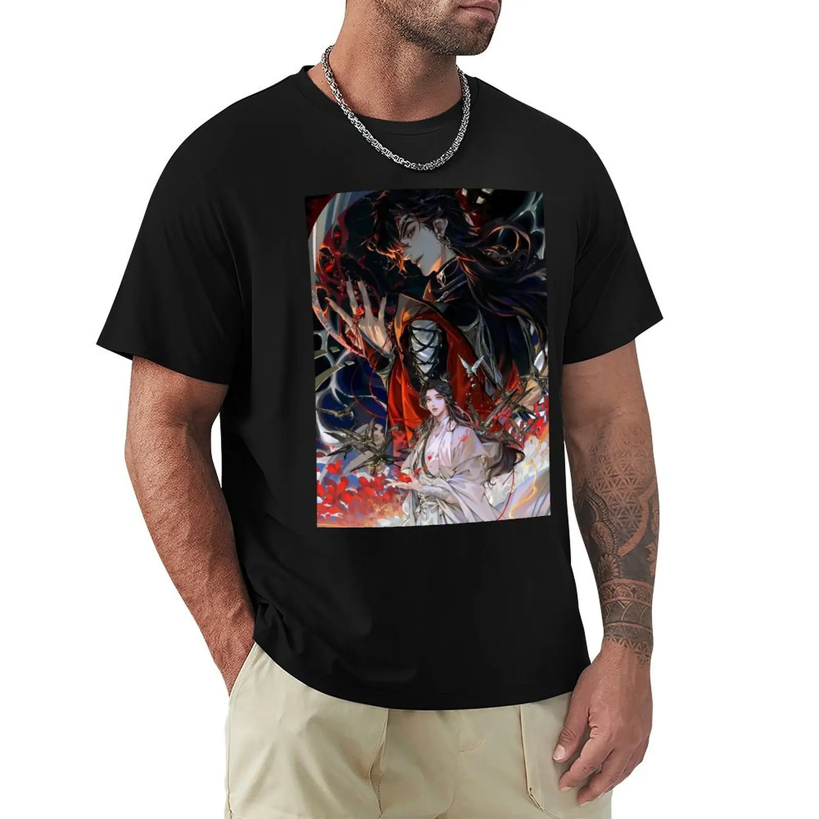 Tian Guan ci fu Official Heaven's Blessing kiss T-Shirt All Match Print Short Sleeve Top