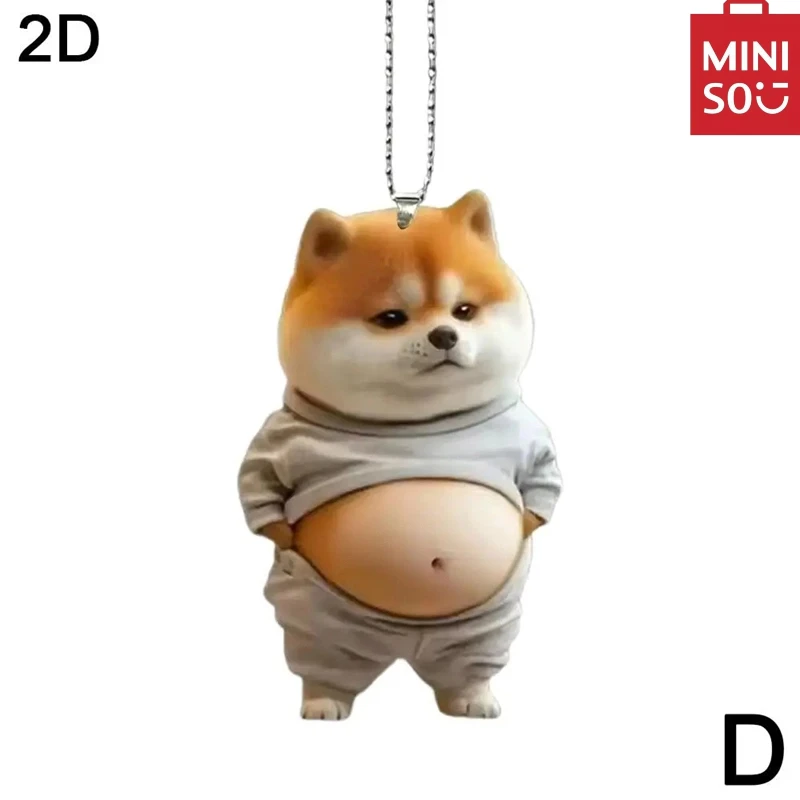 

MINISO толстый щенок брелок 2D плоский акриловый мультяшный орнамент автомобильное зеркало рюкзаки подвесной кулон домашний декор для рождественского фестиваля