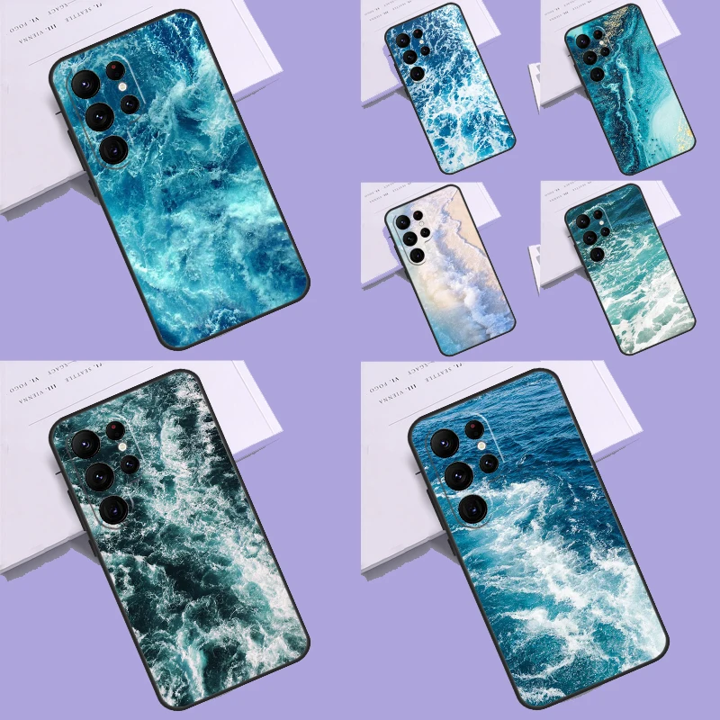 Blue Sea Ocean Waves Case For Samsung Galaxy S23 Ultra Plus S22 S21 S9 S10 Note 10 Note 20 Ultra S20 FE Cover