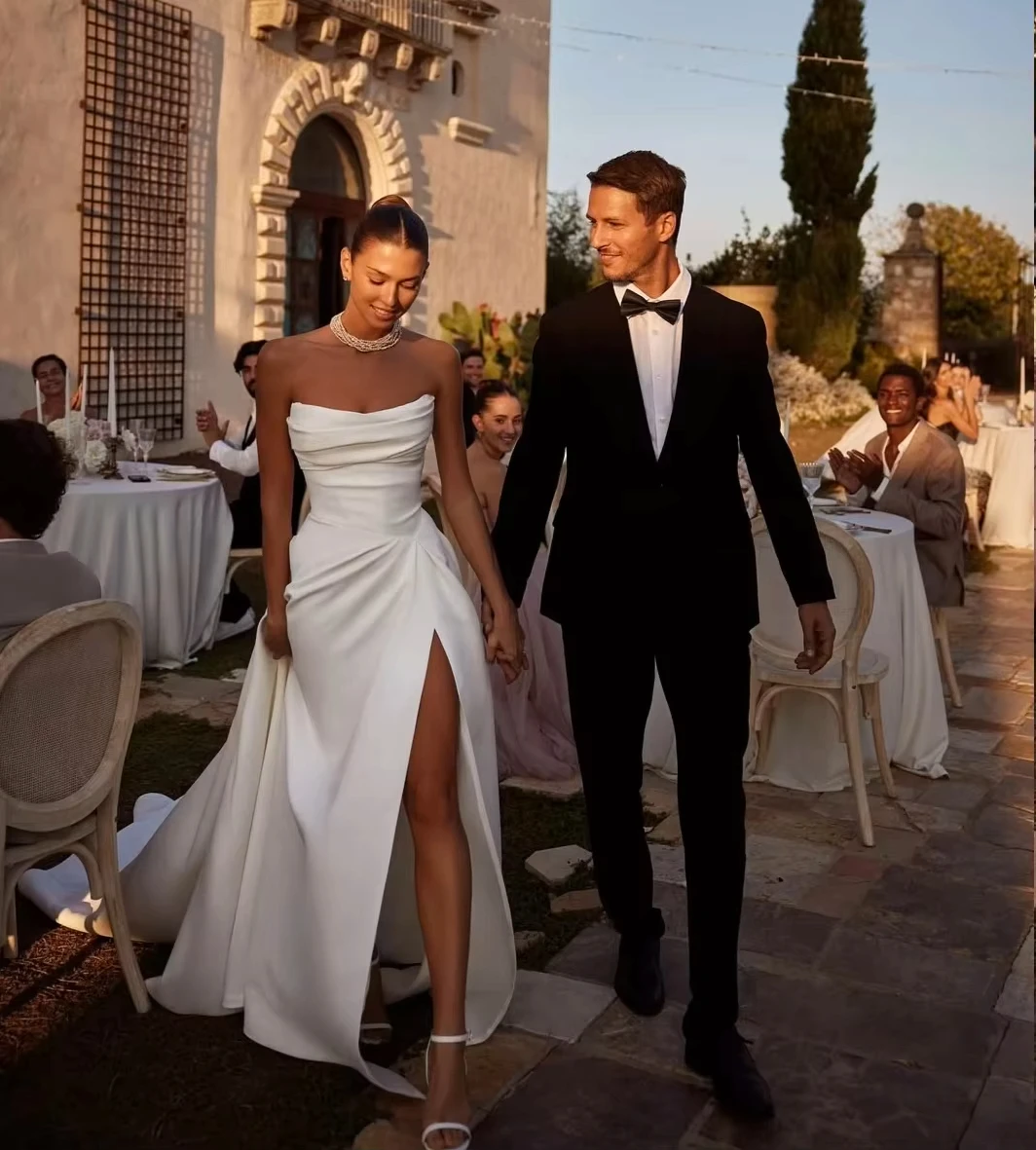 Wedding Dresses Customize To Measures Mermaid Side Slit With Detachable Skirt For Women Romantic Bridal Gowns Elegant Robe