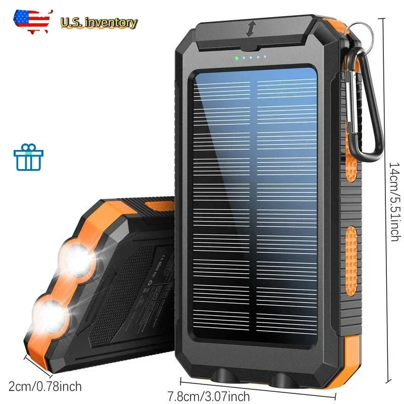 4-in-1 Solar Power Bank 10000mAh Camping Light Compass Emergency Fast Charge