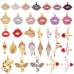 Cupid's Arrow Angel Red Lip Ice Cream Wine Glass Enamel Charm Pendant,Necklace Bracelet Earring Handy Craft Jewelry Supplies N28
