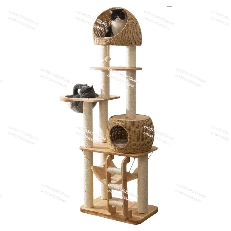 Cat scratching board nest climbing frame tree integrated solid wood frame space capsule sisal rattan large supplies wholesale