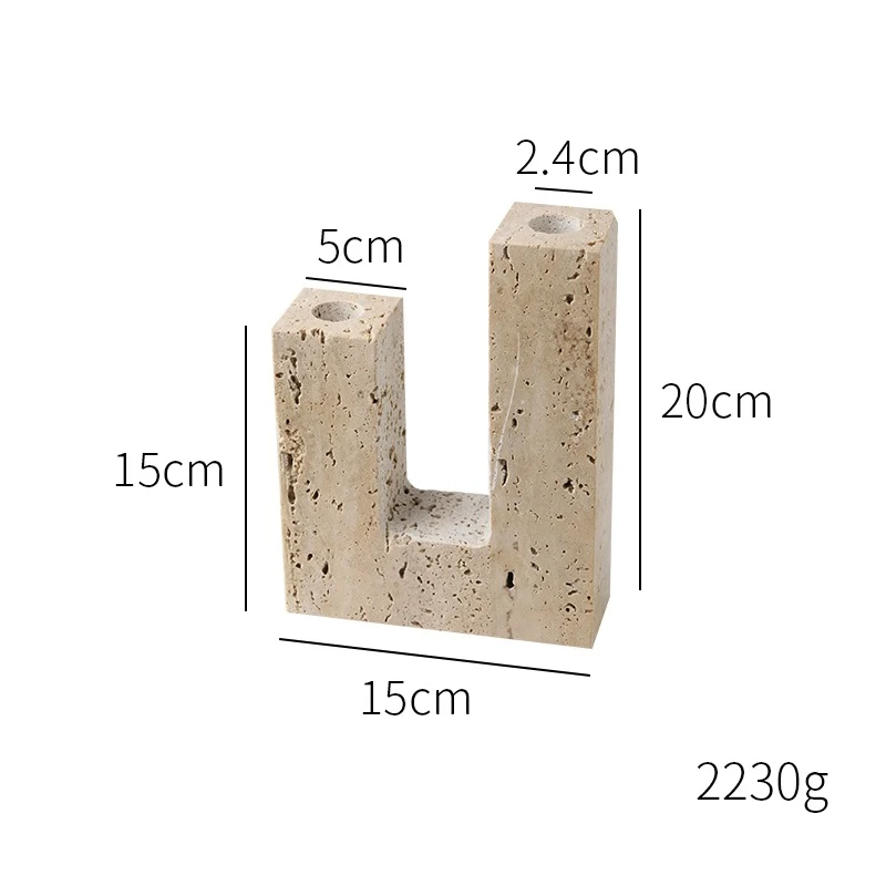 Real Travertine Natural Stone Candle Holder Italy Beige Taper Candlestick Holder For Home Dinner Decoration Wedding Party