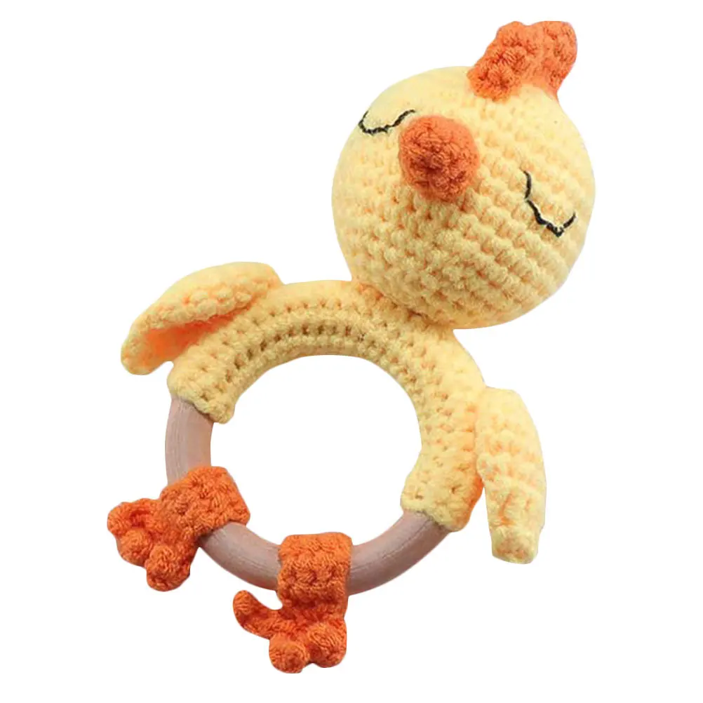 

1Pcs Wooden Rattle Creative Chick Shape Baby Handheld Rattle Stimulate Grasp Sight Hearing Coordination Infant Early Education