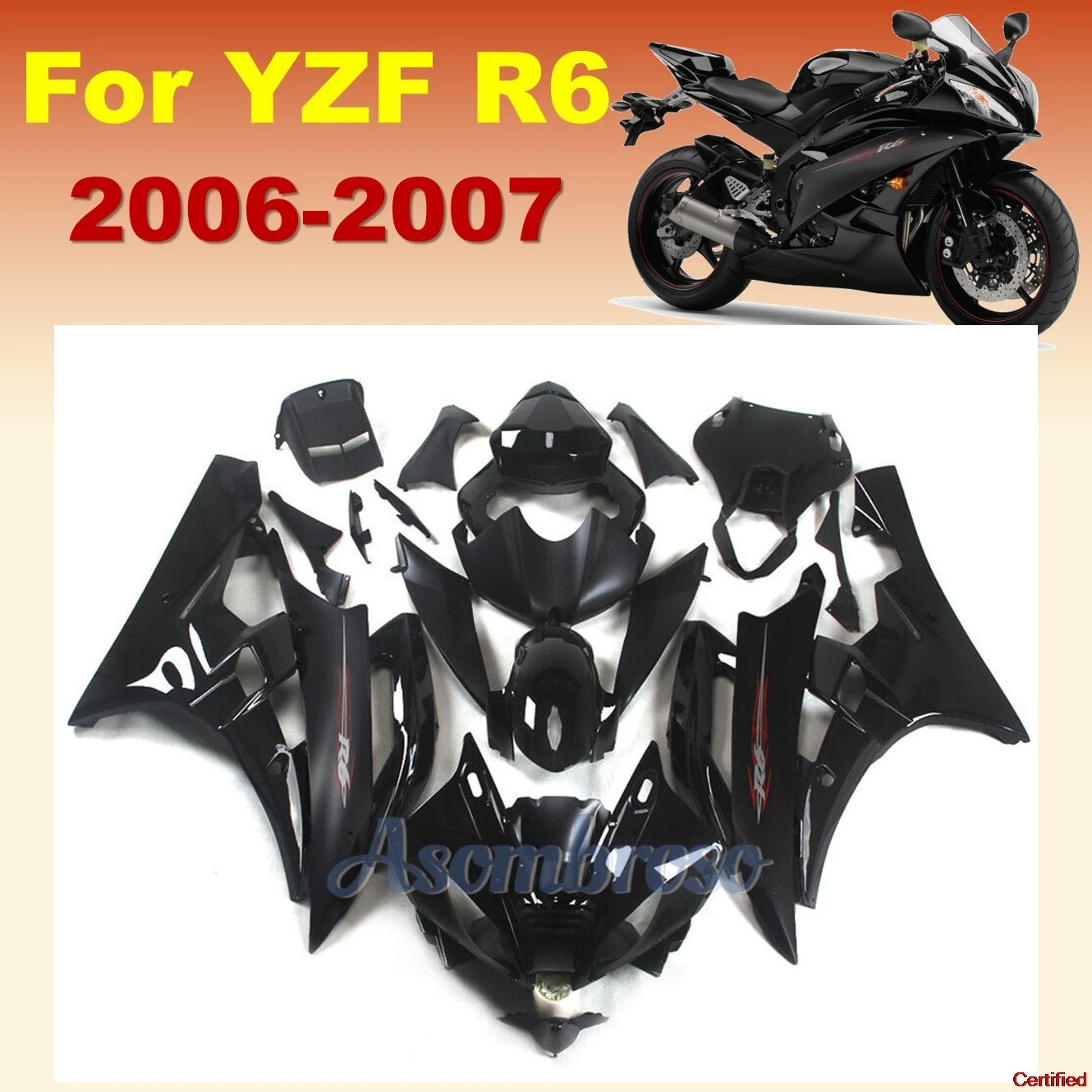 

Black Bodywork Housing Fit For YAMAHA YZF R6 2006 2007 YZFR6 06 07 YZF-R6 ABS Plastic Fairing Kit