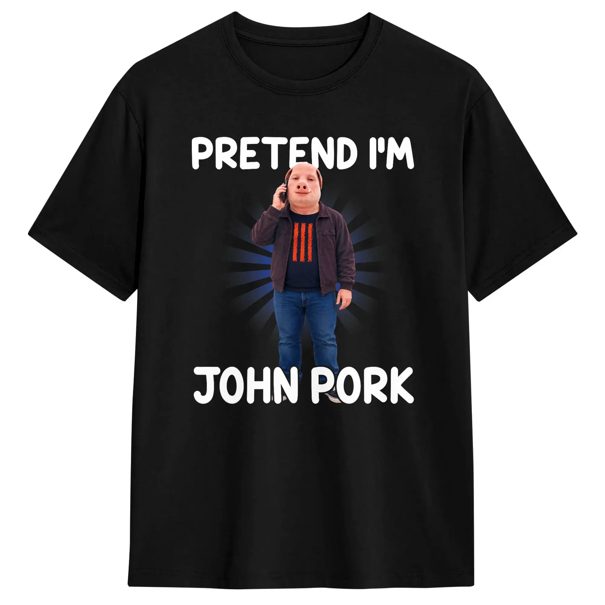 Pretend I'm John Pork Funny Brainrot Halloween T Shirt Harajuku T Shirts Short Sleeve Retro Tops Summer Cotton Oversize Clothing
