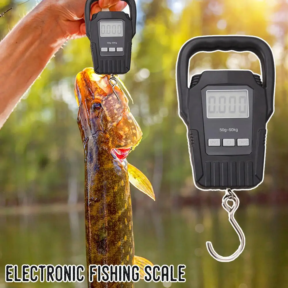 Home Portable Electronic Hand-held Scale Fishing Scale LCD Backlight Display Hook Scale 50kg Luggage Scale Fishing Accessaries