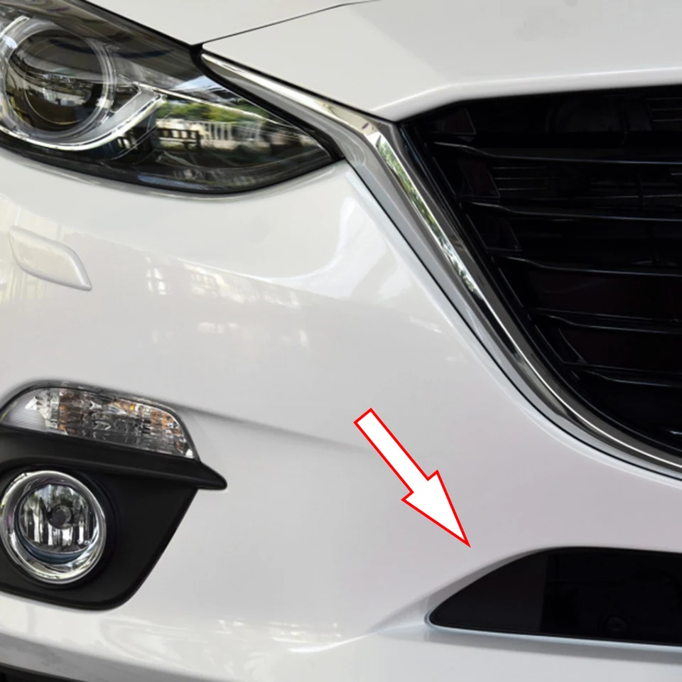 Lower Bumper Fog Light Covers For Mazda 3 / Axela 2014-2016, Black & Chrome Trim, Pair, Factory-Spec Fit