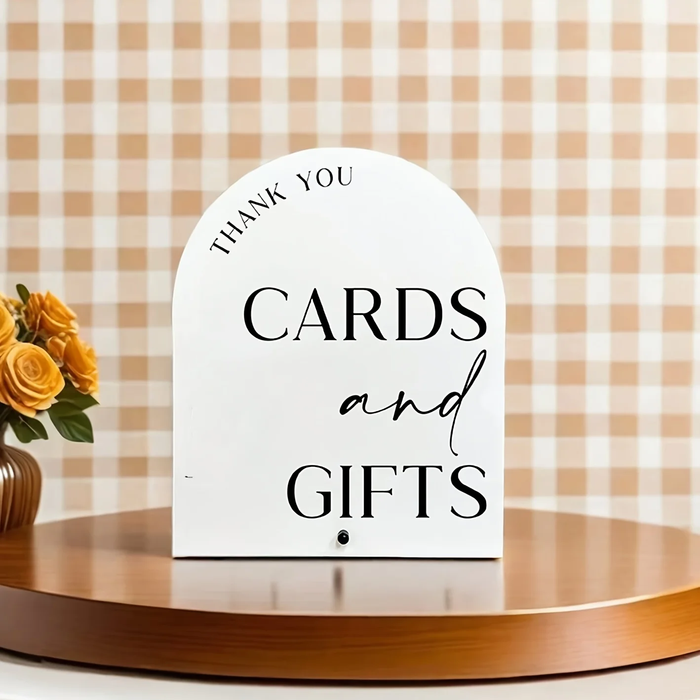 [علامة زفاف أكريليك] بطاقة تهنئة قطعة واحدة لحفلات الزفاف وعلامة أكريليك على شكل قوس هدية |   2D شقة، لوازم الزفاف والحفلات