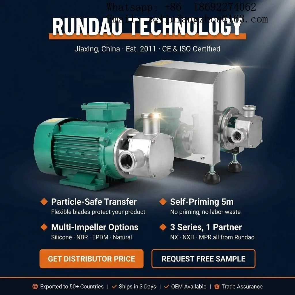 Sanitary Food Grade Flexible Impeller Pump Self Priming 5m SS316 Silicone Transfer for Beverage Pharma Cosmetic Dairy