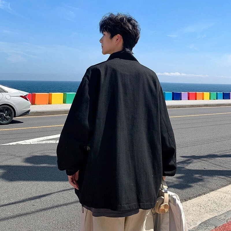Giacca patchwork stampata uniforme alla moda da uomo coreano Giacca antivento Giacca ampia oversize Giacca sportiva da uomo taglie forti