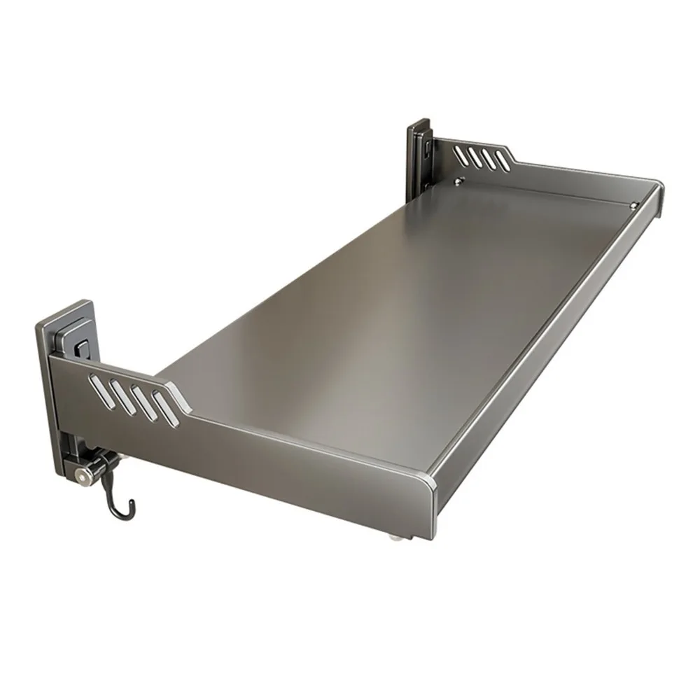 Multifunctional Carbon Steel Wall Mount Shelf 11.81×7.87×4.33in Grey Spice Rack Under Desk Shelf For Bar
