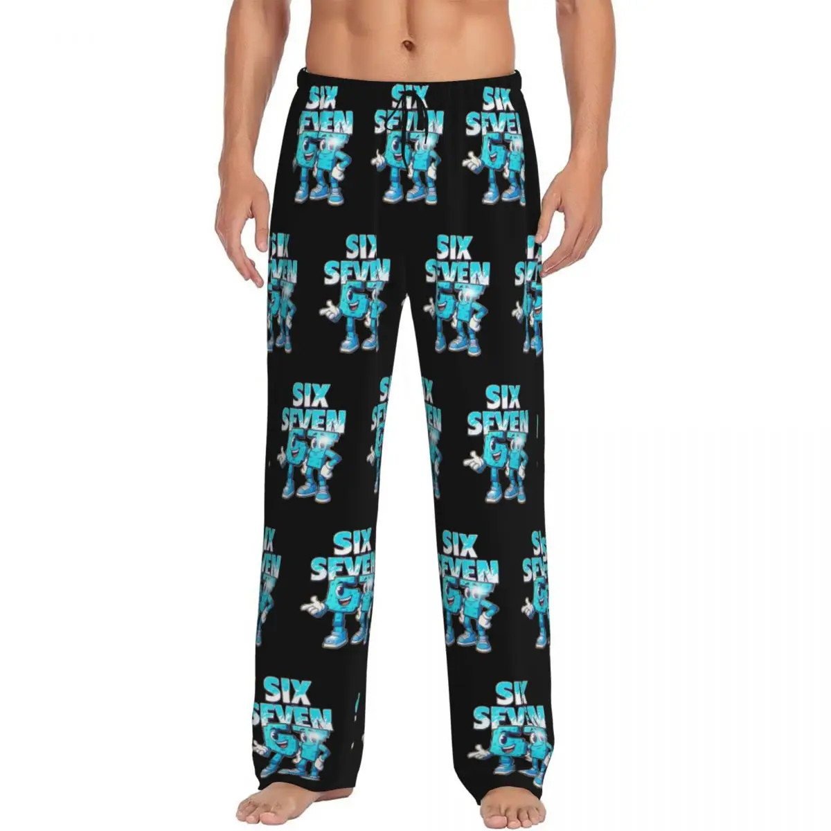 

Custom 67 Six Seven Brainrot Pajama Pants for Men Meme Lounge Sleep Drawstring Sleepwear Bottoms with Pockets