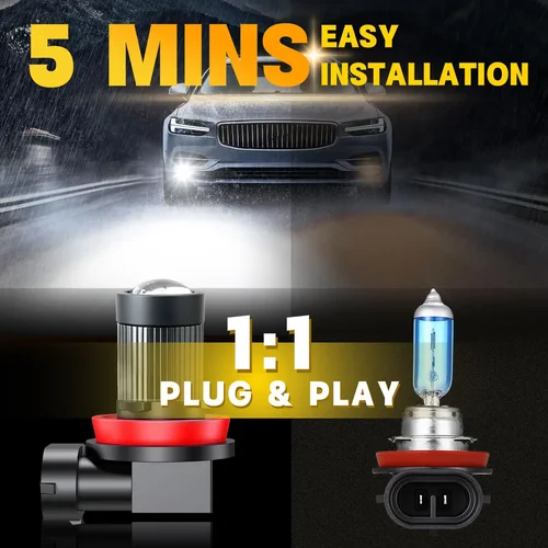 Imagen 2 del producto Lente T5 H7 bombilla de faro Led H11 faro H8 H9 9005 HB3 9006 HB4 CSP 8000K 6000K 3000K luz antiniebla verde amarilla para coche 12V