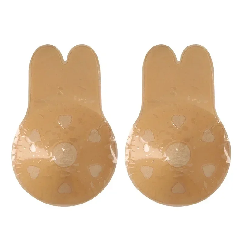 Ladies Self Adhesive Silicone Strapless Invisible Bra Reusable Adhesive Breast Lifting Tape Kawaii Rabbit Bra Pad