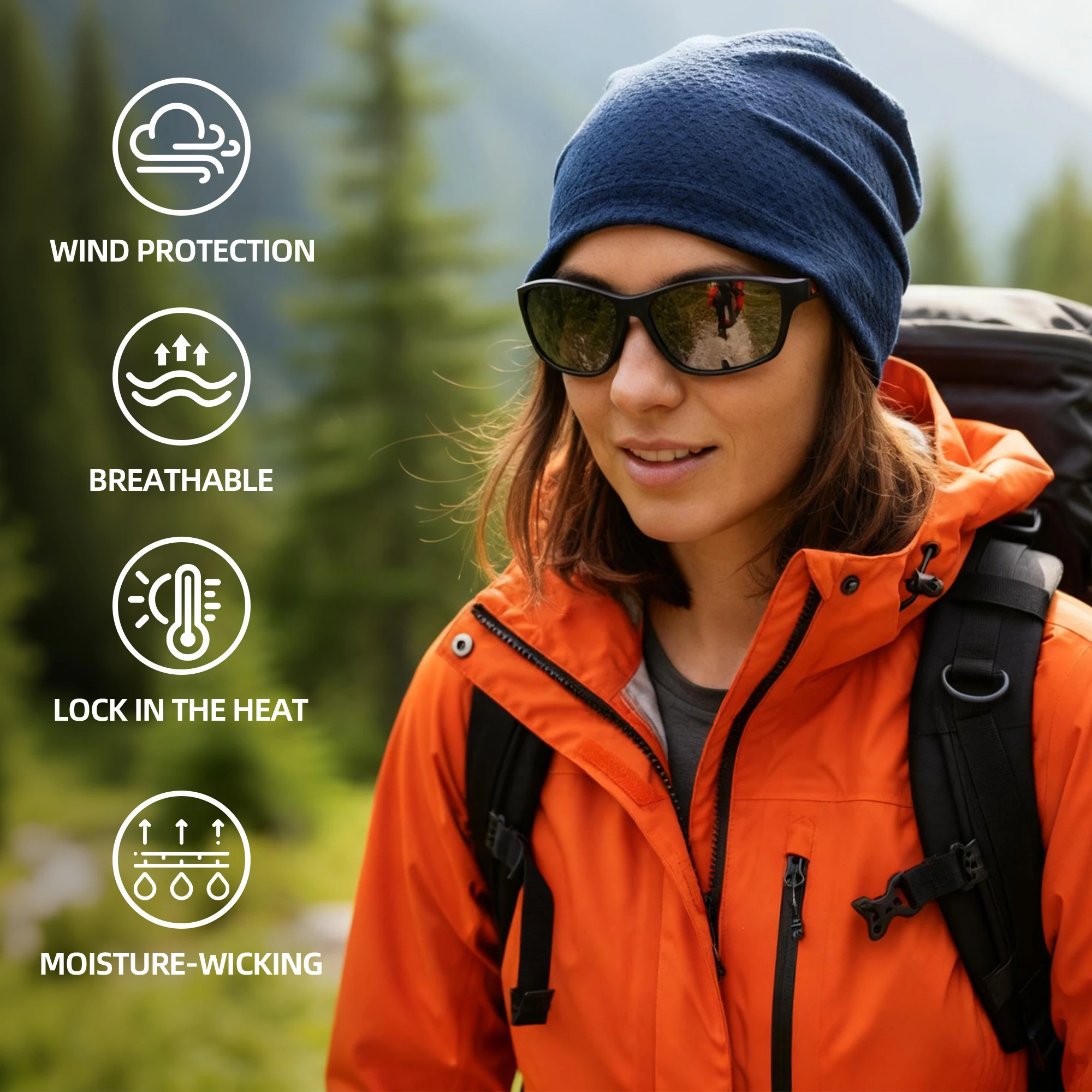 Autumn Winter Running Beanie Hat Breathable Windproof Moisture Wicking Stretch Outdoor Sports Cycling Hiking Slouchy Beanie
