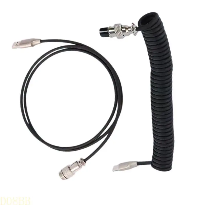 

D08B Mechanical Keyboards Cable Coiled USB Type C Aviators Connectors USB Spring Cable