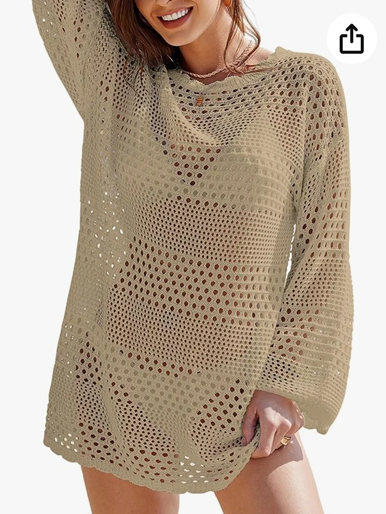 Gestrickter Badeanzug für Damen, Überwurfkleid, Strandurlaub, Kreuzfahrt-Kleidung, Urlaubsset, lässig, elegant, modisch